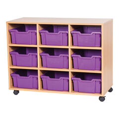Mobile 9 Bay Tray Storage Unit For Deep Trays  hi-res