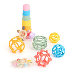 SiliSoft Silicone Teethers, Rainbow Balls & Cups Bundle  hi-res