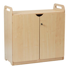 Lockable Storage Cupboard with Display & Mirror Back  hi-res