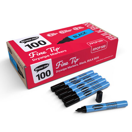 Show\-me® Black Drywipe Pens Fine Tip  hi\-res