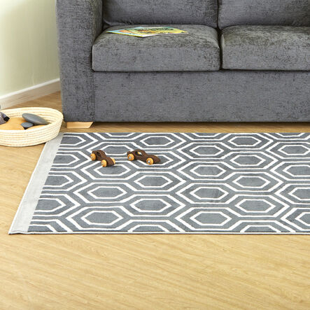 TTS Hexagonal Patterned Grey and Cream Rug  hi\-res