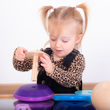 TTS Wooden Twist \x26 Turn Spinning Stacking Tops  hi\-res