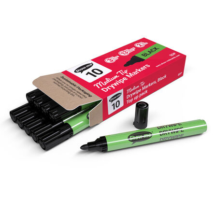 Show\-me® Drywipe Pens, Medium Tip, Black  hi\-res