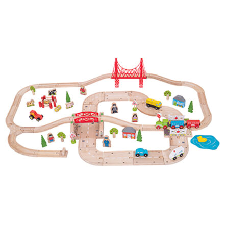 Small World Wooden Rural Road \x26 Rail Set 80pcs  hi\-res