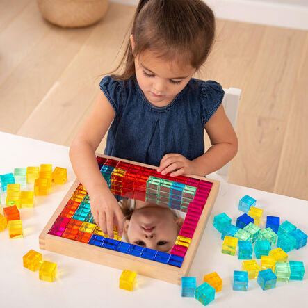Construction Set Acrylic Gems and Mirror Tray  hi\-res