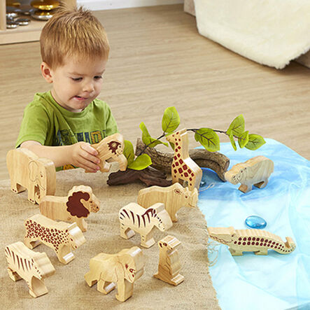 Small World Wooden Jungle Animals 12pk  hi\-res