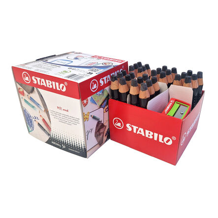 STABILO Markdry Drywipe Crayons Black Pk30  hi\-res