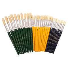 Hog Hair Round Head Paint Brushes Assorted 30pk  hi-res