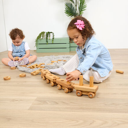 TTS Wooden Toddler Train with Building Blocks  hi\-res