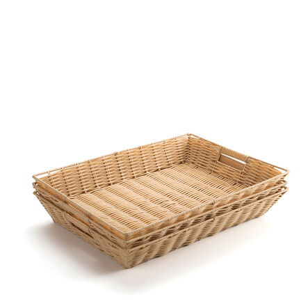 Faux Plastic Wicker Storage Baskets \- Shallow H75mm  hi\-res