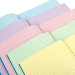 Assorted A5 Tinted Exercise Books 10mm Squares 48pgs 10pk  hi-res