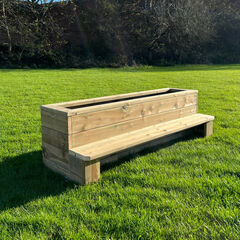 Outdoor Wooden Bench Seating Planter  hi-res