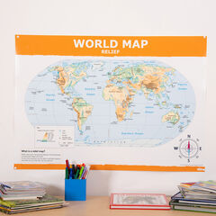 TTS Map of the World Political and Physical A1 KS2  hi-res