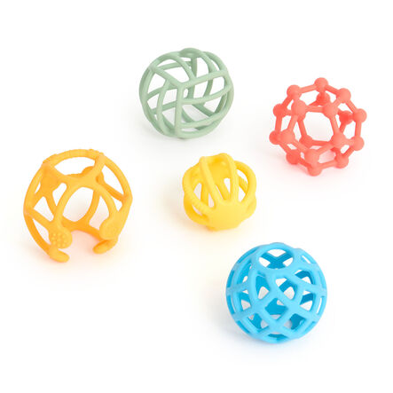 SiliSoft Silicone Teethers, Rainbow Balls \x26 Cups Bundle  hi\-res