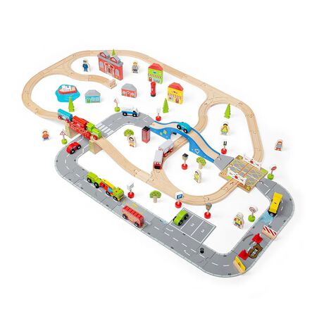 Small World Wooden Town Road \x26 Rail Set  hi\-res