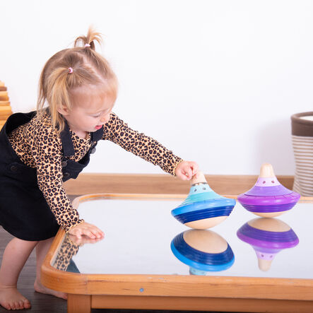 TTS Wooden Twist \x26 Turn Spinning Stacking Tops  hi\-res