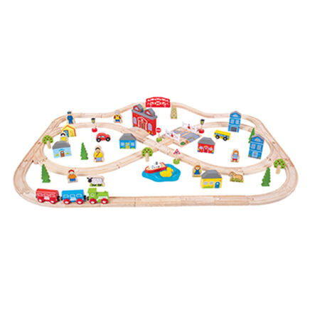 Small World Wooden Town \x26 Country Train Set 101pcs  hi\-res