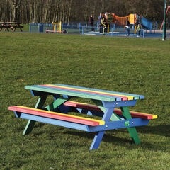 Marmax Children&rsquo;s Recycled Heavy-Duty Picnic Bench Rainbow  hi-res