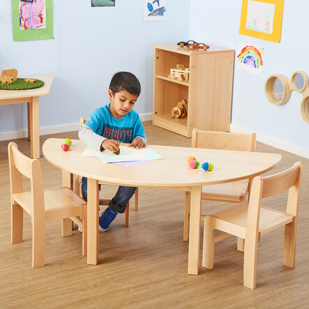 Half Circular Solid Beech Table L120cm  hi\-res