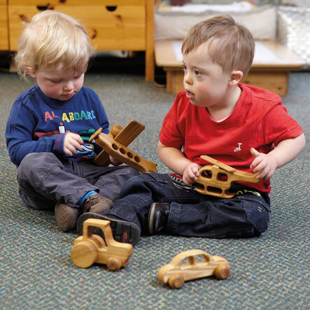 TTS Small World Wooden Vehicles \- Plane, Tractor, Car \x26 Heli 4pk  hi\-res