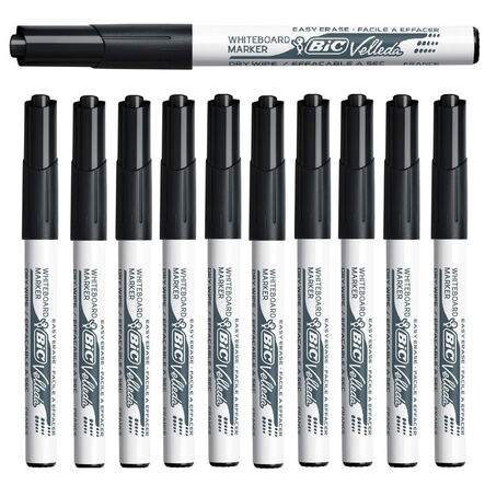Bic Velleda Black Drywipe Marker Pens 100pk  hi\-res