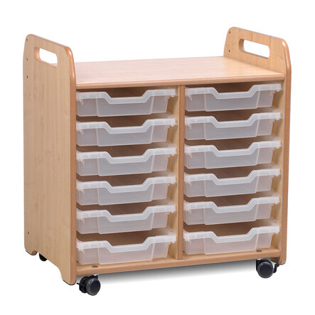 2 Column Tray Storage w\/ 12 Shallow Translucent Trays H730mm  hi\-res
