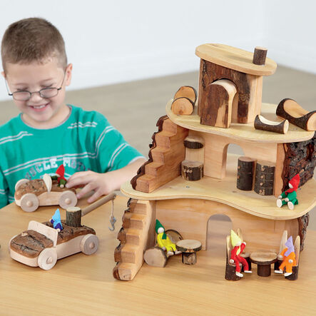 Small World Rustic Wooden Fairy Tree House Set  hi\-res