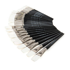 Black Handled Flat White Nylon Paint Brushes 30pk  hi-res