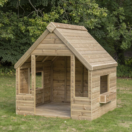 Outdoor Wooden Playhouse Shelter with Table \x26 Benches  hi\-res