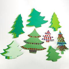 Pre Cut Jumbo Christmas Tree Cards 30pk  hi-res