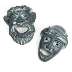 Greek Theatrical Masks W10 x H15cm 2pk  hi-res