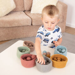 Loose Parts Felt Ball and Bowl Set Earth Colours  hi-res