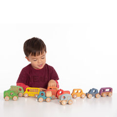 Small World Rainbow Wooden Community Vehicles Set 12pk  hi-res