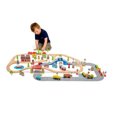 Small World Wooden Town Road \x26 Rail Set  hi\-res