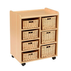 Storage Unit with 4 Shallow 3 Deep Wicker Baskets  hi-res