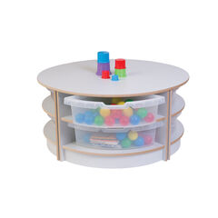 Circular 2 Shelf Table with Trays Grey  hi-res