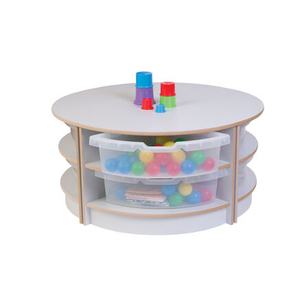 2 High Circular Table with Trays Grey  hi\-res