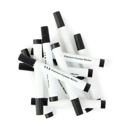 TTS Premium Drywipe Markers Bullet Tip Black 12pk  hi\-res