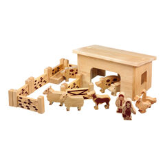 Wooden Pig and Sheep Small World Farm Barn  hi-res
